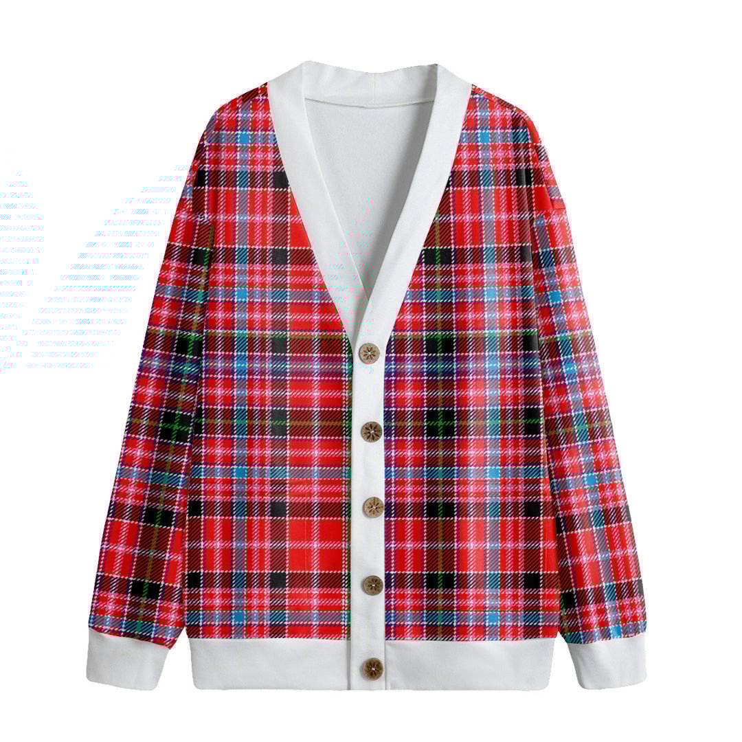 Aberdeen District Tartan Plaid Knitted Fleece Cardigan