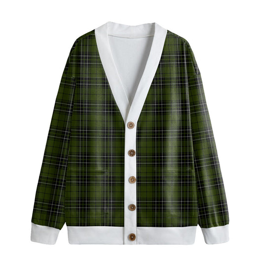 MacLean Hunting Tartan Plaid Knitted Fleece Cardigan