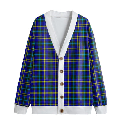 Weir Modern Tartan Plaid Knitted Fleece Cardigan