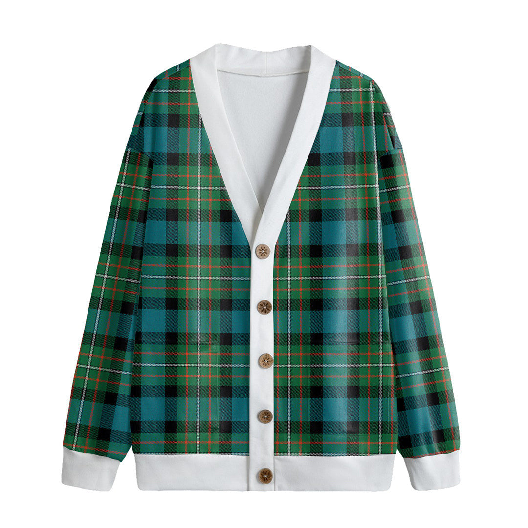 FERGUSON ANCIENT Tartan Plaid Knitted Fleece Cardigan