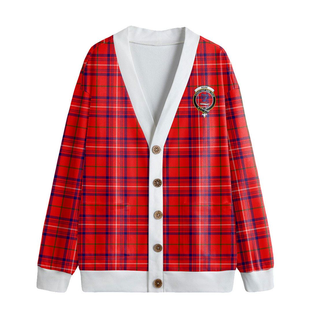 Rose Modern Tartan Crest Knitted Fleece Cardigan