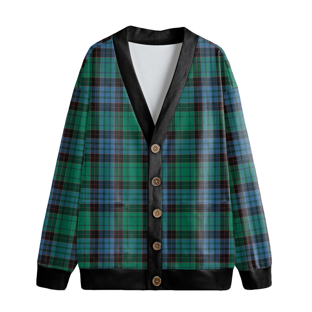 Stewart Old Ancient Tartan Plaid Knitted Fleece Cardigan