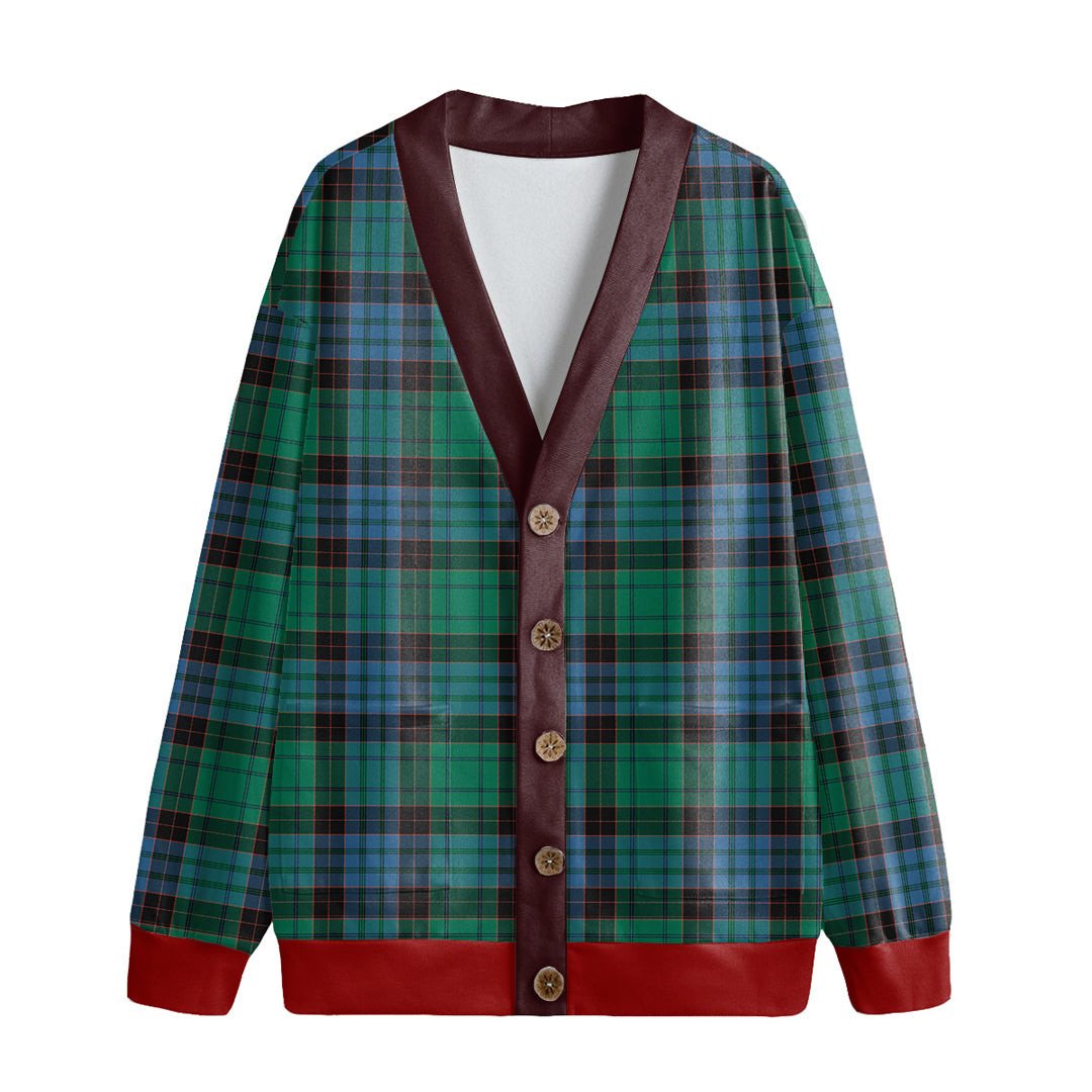 Stewart Old Ancient Tartan Plaid Knitted Fleece Cardigan