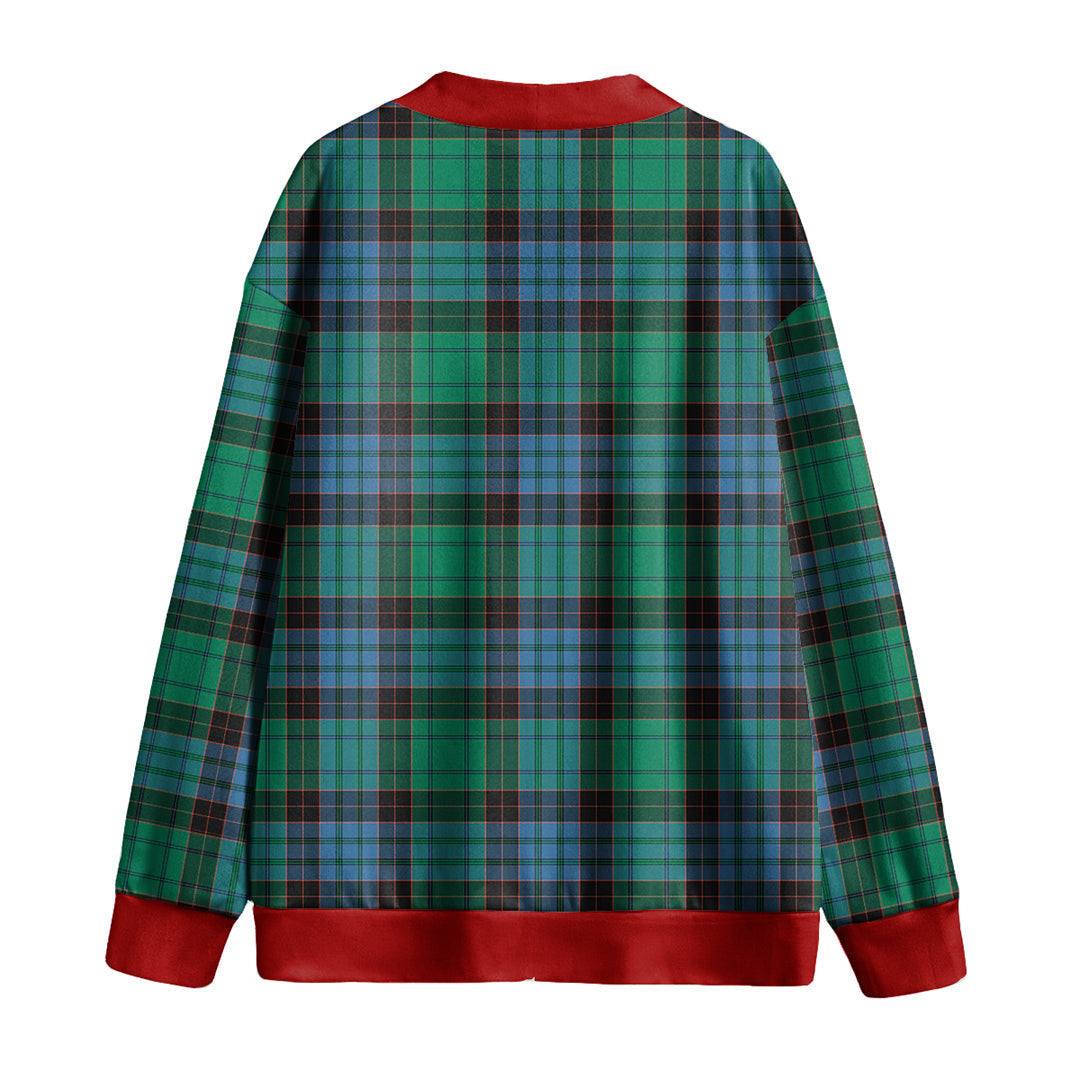 Stewart Old Ancient Tartan Plaid Knitted Fleece Cardigan