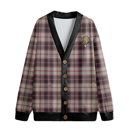 MacPherson Hunting Ancient Tartan Crest Knitted Fleece Cardigan