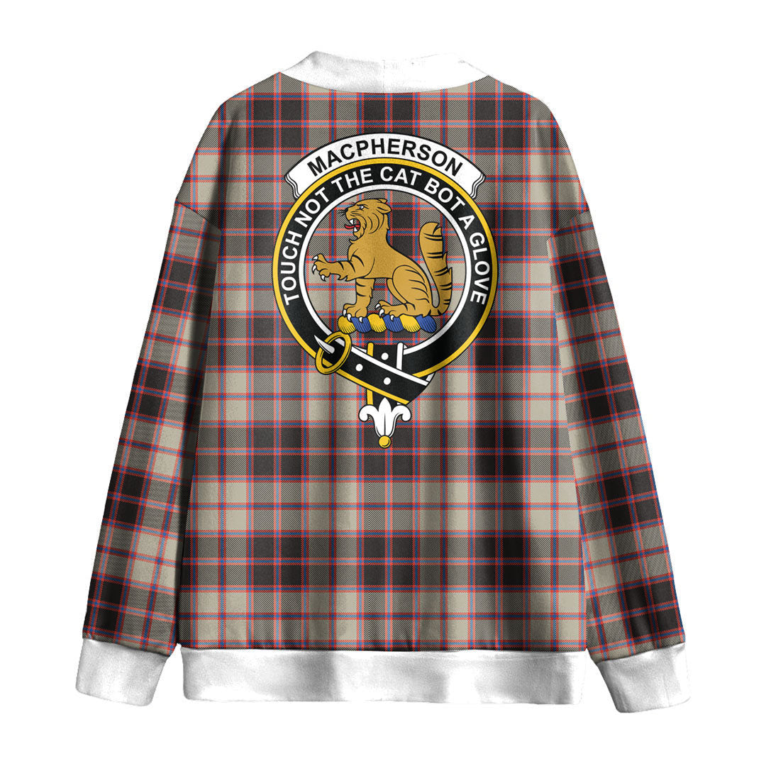 MacPherson Hunting Ancient Tartan Crest Knitted Fleece Cardigan