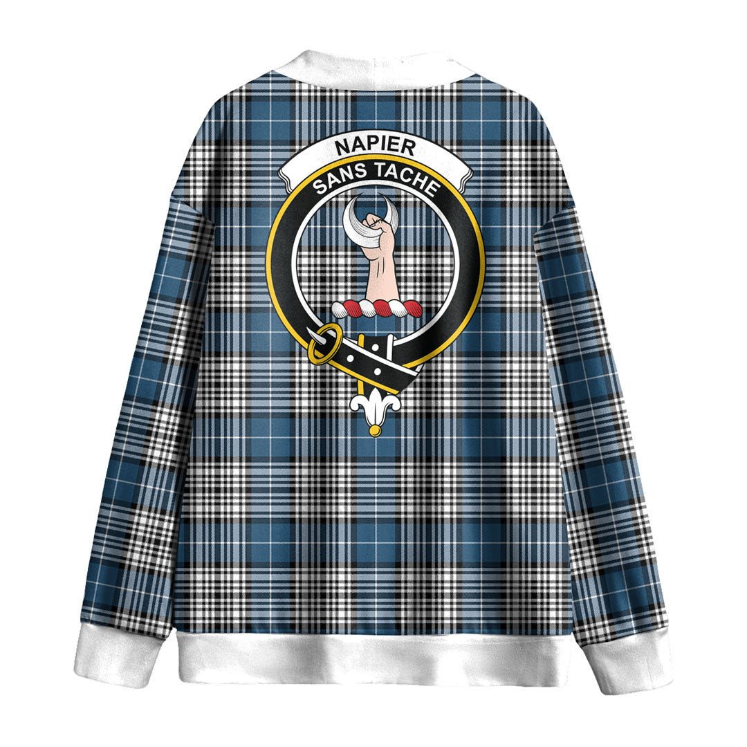 Napier Modern Tartan Crest Knitted Fleece Cardigan