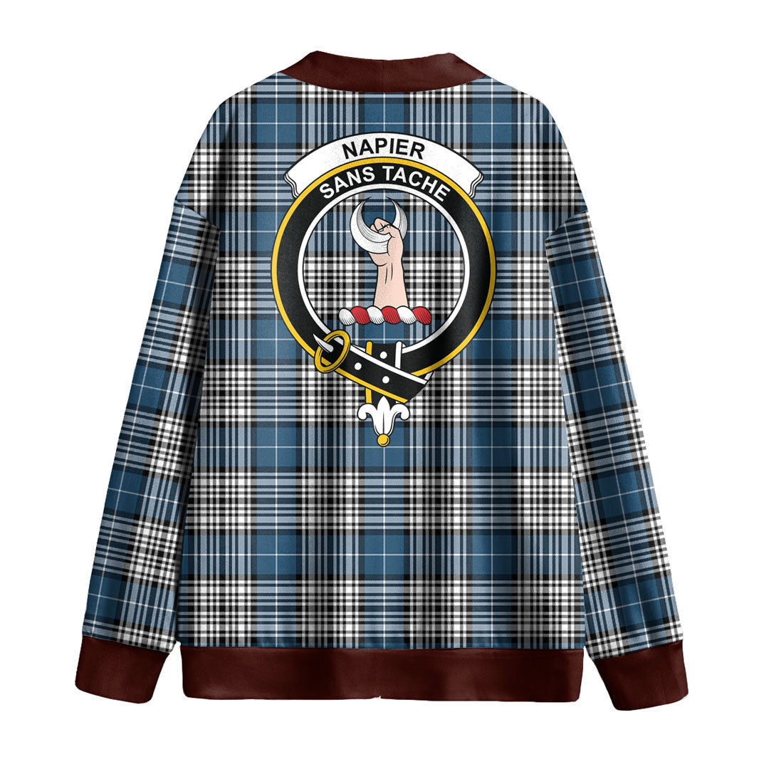 Napier Modern Tartan Crest Knitted Fleece Cardigan