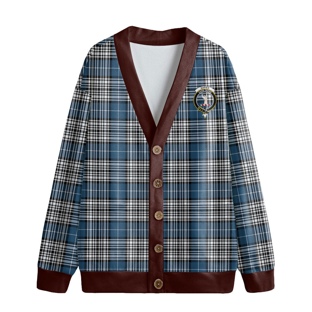 Napier Modern Tartan Crest Knitted Fleece Cardigan