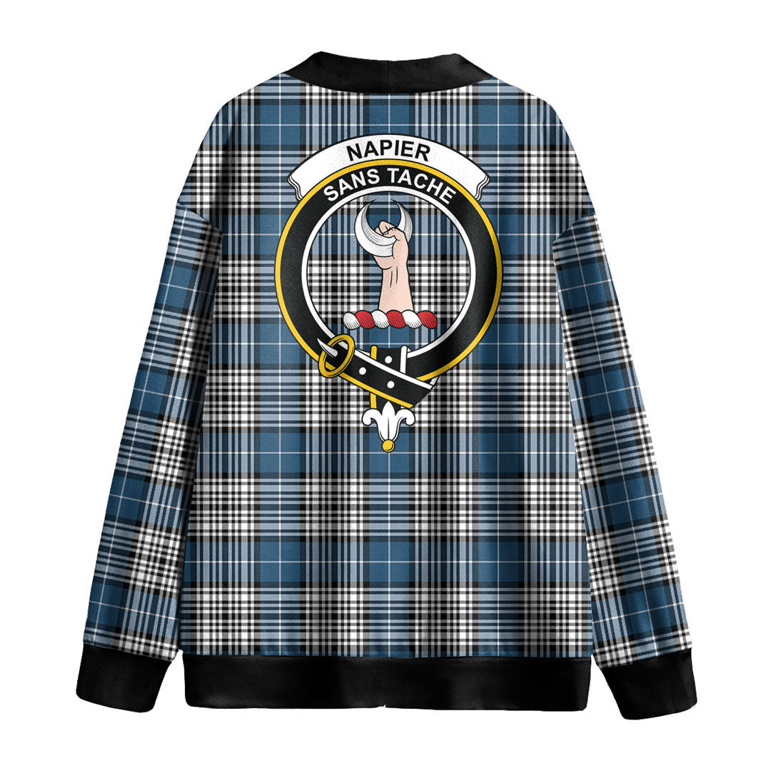 Napier Modern Tartan Crest Knitted Fleece Cardigan