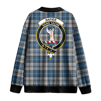 Napier Modern Tartan Crest Knitted Fleece Cardigan