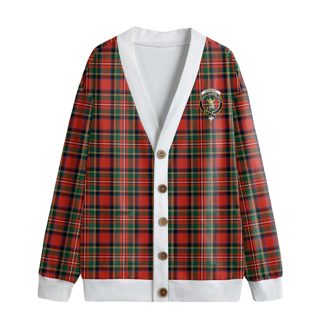 Stewart Royal Modern Tartan Crest Knitted Fleece Cardigan