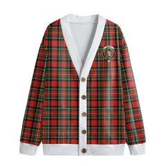 Stewart Royal Modern Tartan Crest Knitted Fleece Cardigan