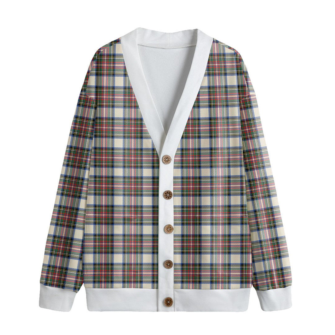 Stewart Dress Ancient Tartan Plaid Knitted Fleece Cardigan