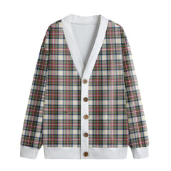 Stewart Dress Ancient Tartan Plaid Knitted Fleece Cardigan