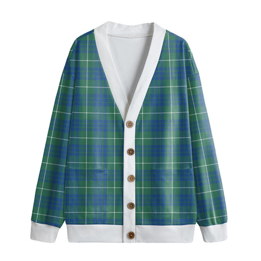 Hamilton Hunting Ancient Tartan Plaid Knitted Fleece Cardigan