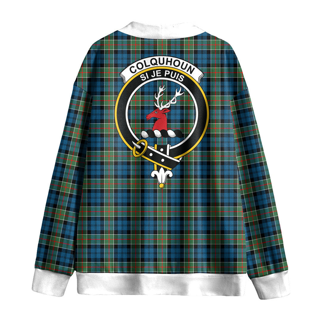 Colquhoun Ancient Tartan Crest Knitted Fleece Cardigan