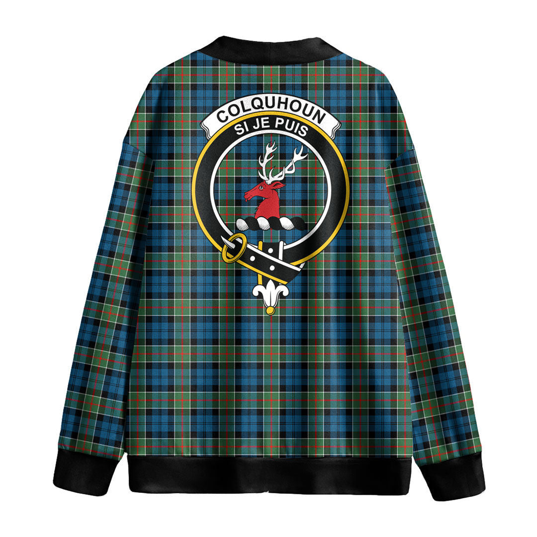 Colquhoun Ancient Tartan Crest Knitted Fleece Cardigan