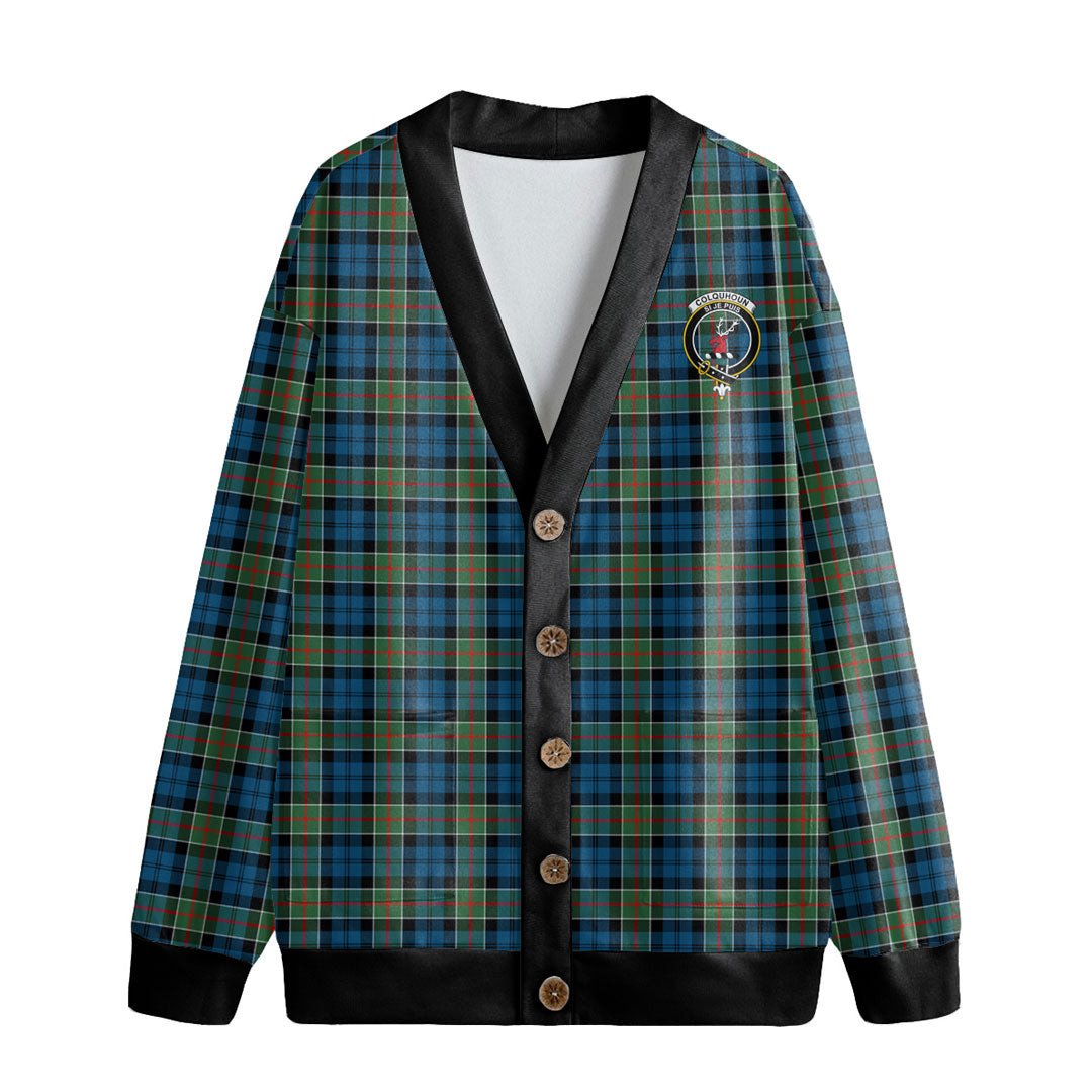 Colquhoun Ancient Tartan Crest Knitted Fleece Cardigan