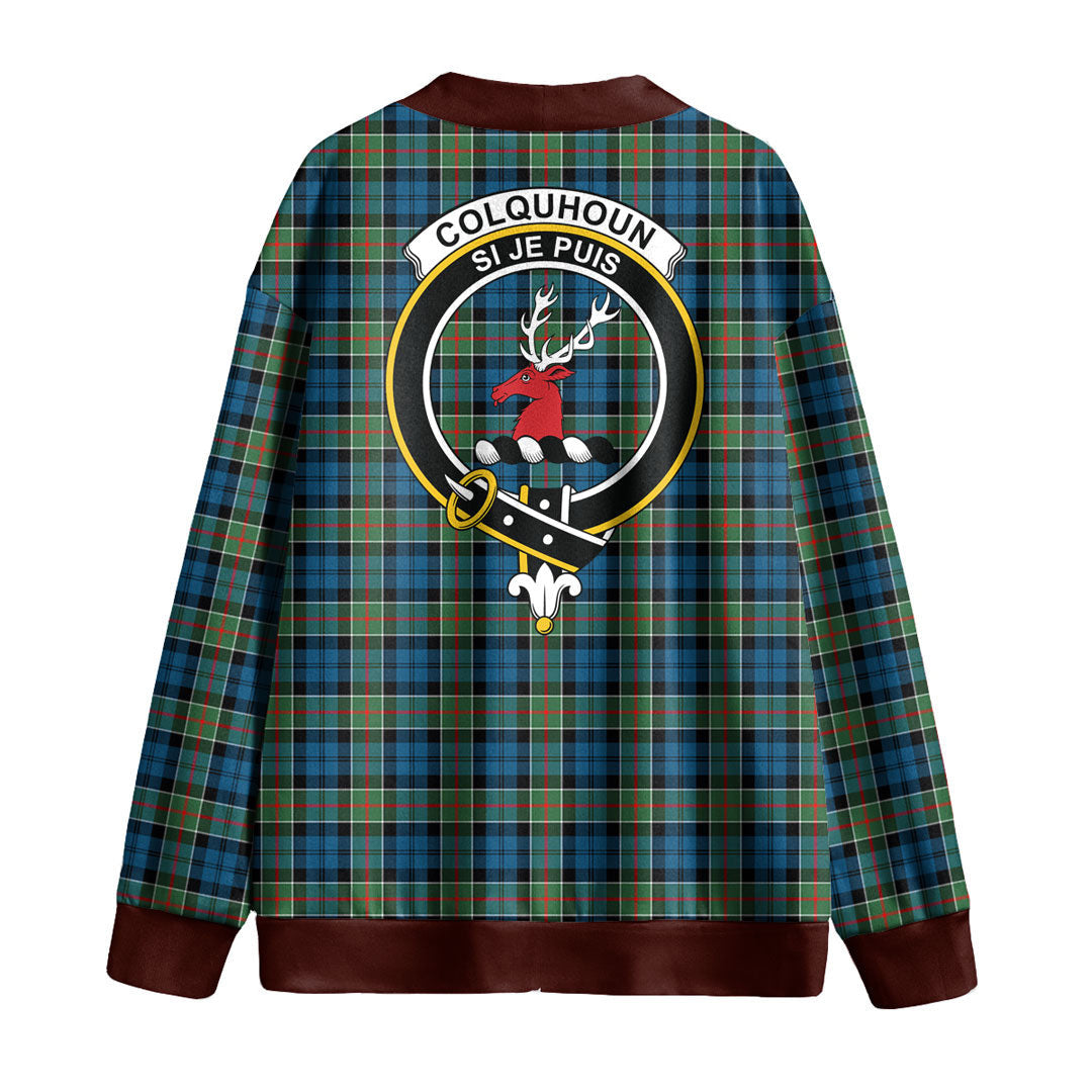 Colquhoun Ancient Tartan Crest Knitted Fleece Cardigan