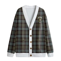 Stewart Old Weathered Tartan Crest Knitted Fleece Cardigan