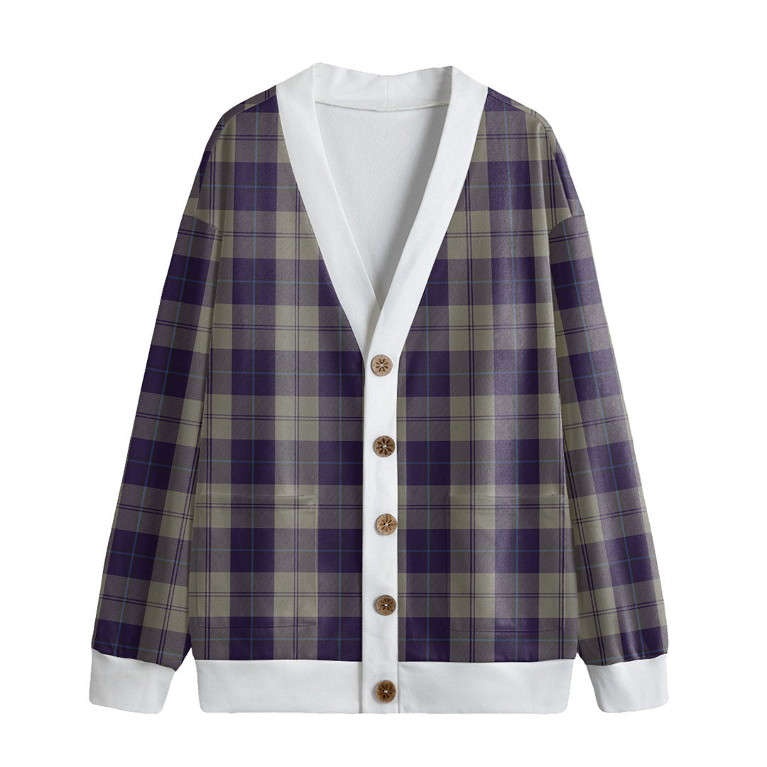 Cunningham Dress Blue Dancers Tartan Plaid Knitted Fleece Cardigan