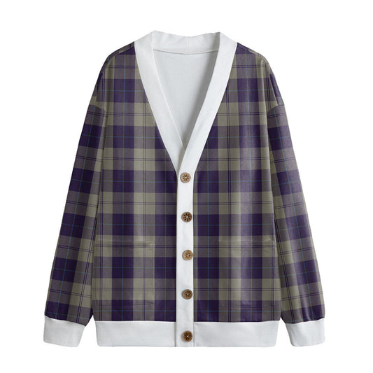 Cunningham Dress Blue Dancers Tartan Plaid Knitted Fleece Cardigan