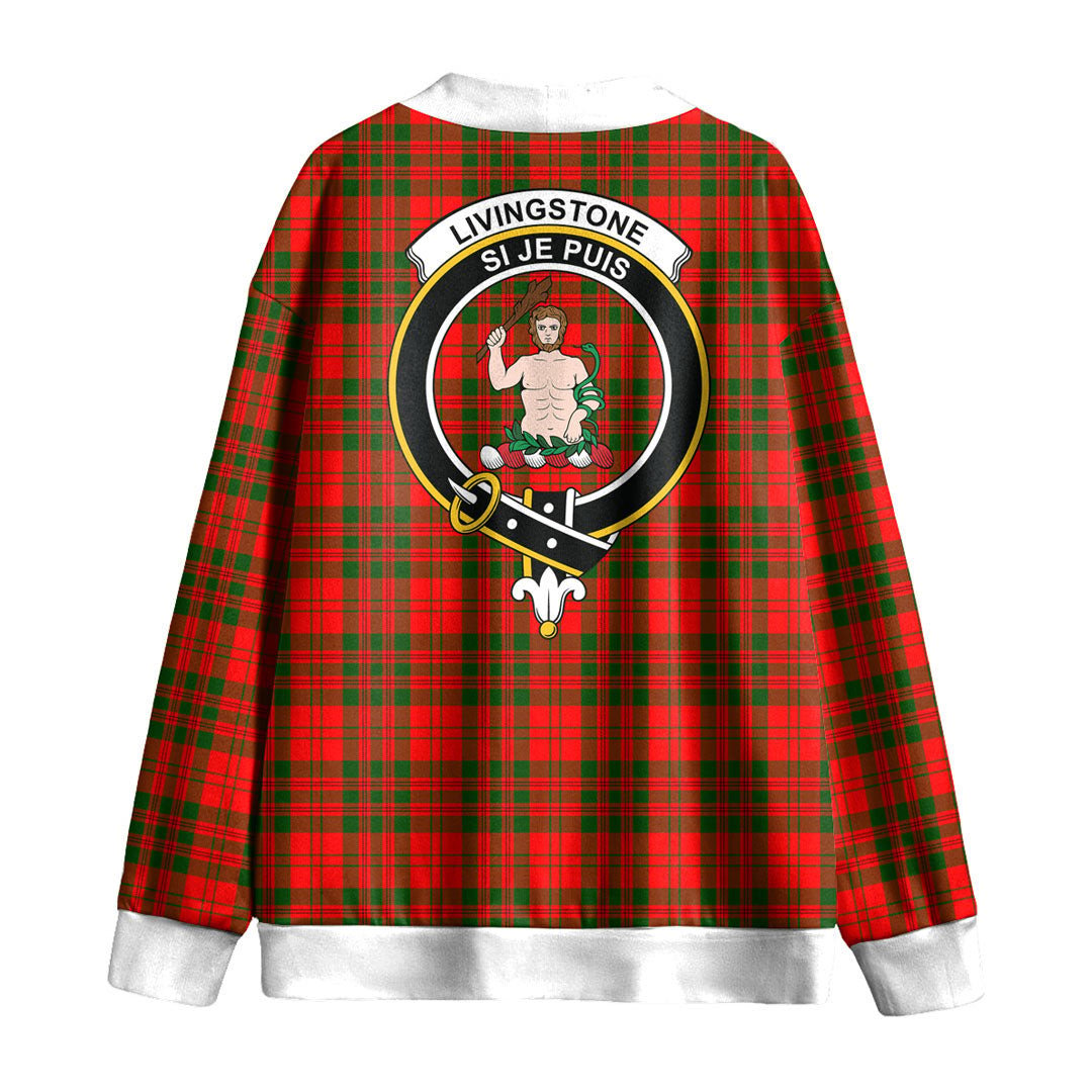 Livingstone Modern Tartan Crest Knitted Fleece Cardigan