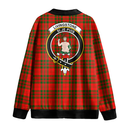 Livingstone Modern Tartan Crest Knitted Fleece Cardigan