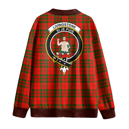 Livingstone Modern Tartan Crest Knitted Fleece Cardigan