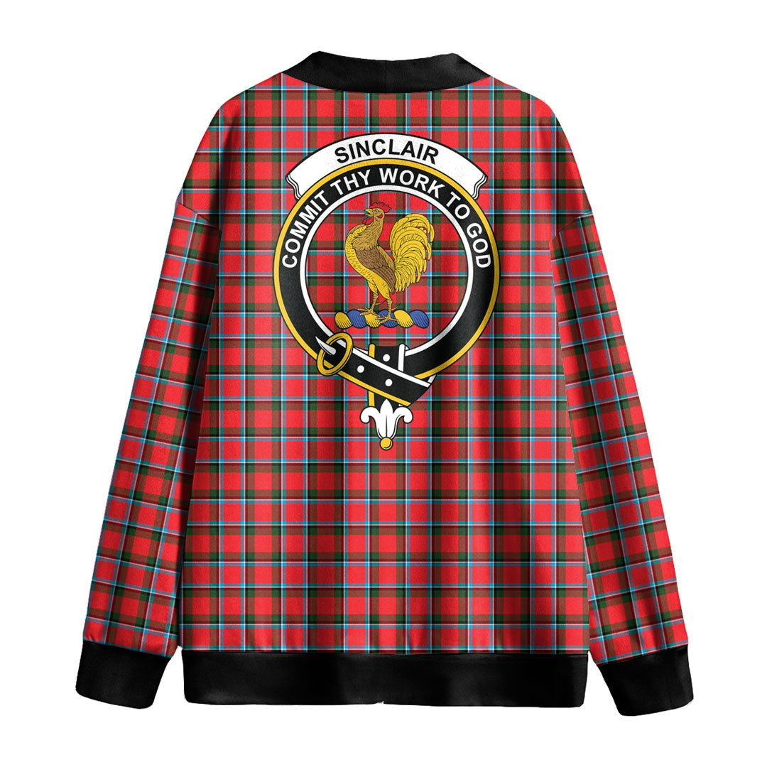 Sinclair Modern Tartan Crest Knitted Fleece Cardigan