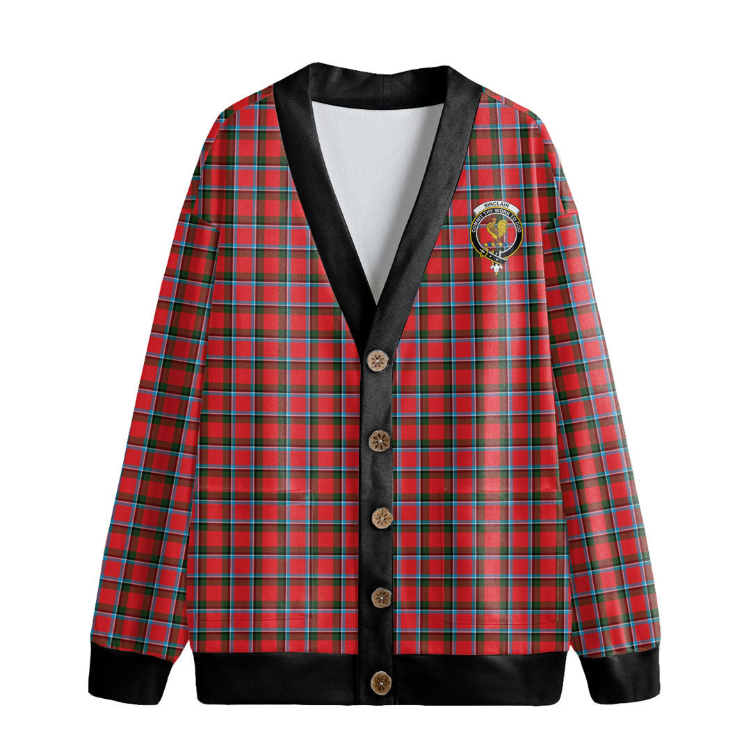 Sinclair Modern Tartan Crest Knitted Fleece Cardigan