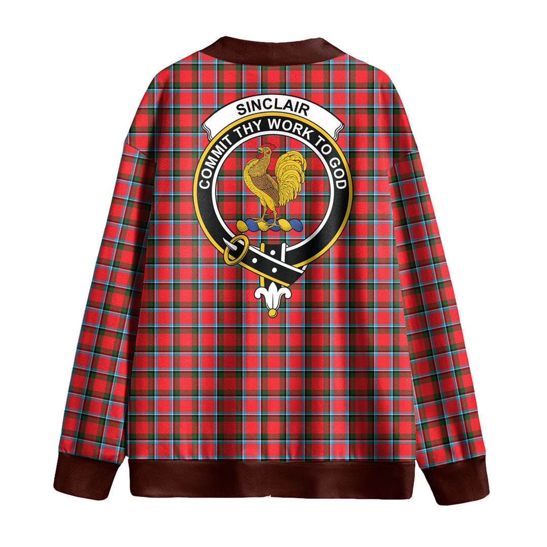 Sinclair Modern Tartan Crest Knitted Fleece Cardigan