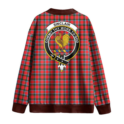 Sinclair Modern Tartan Crest Knitted Fleece Cardigan