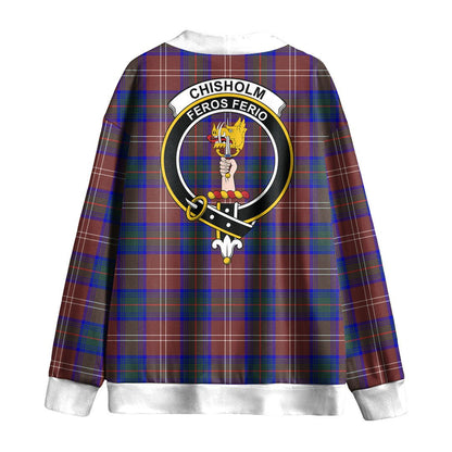 Chisholm Hunting Modern Tartan Crest Knitted Fleece Cardigan