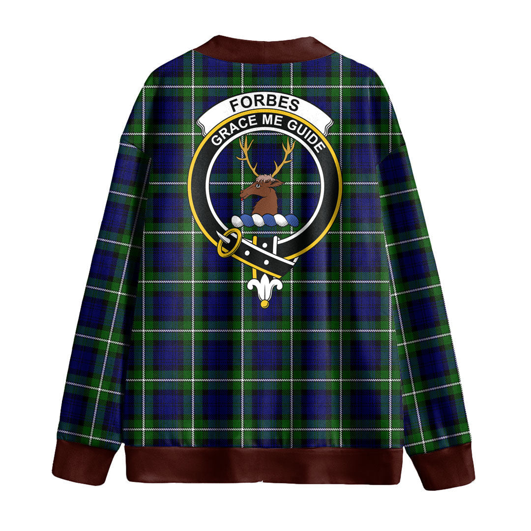 Forbes Modern Tartan Crest Knitted Fleece Cardigan