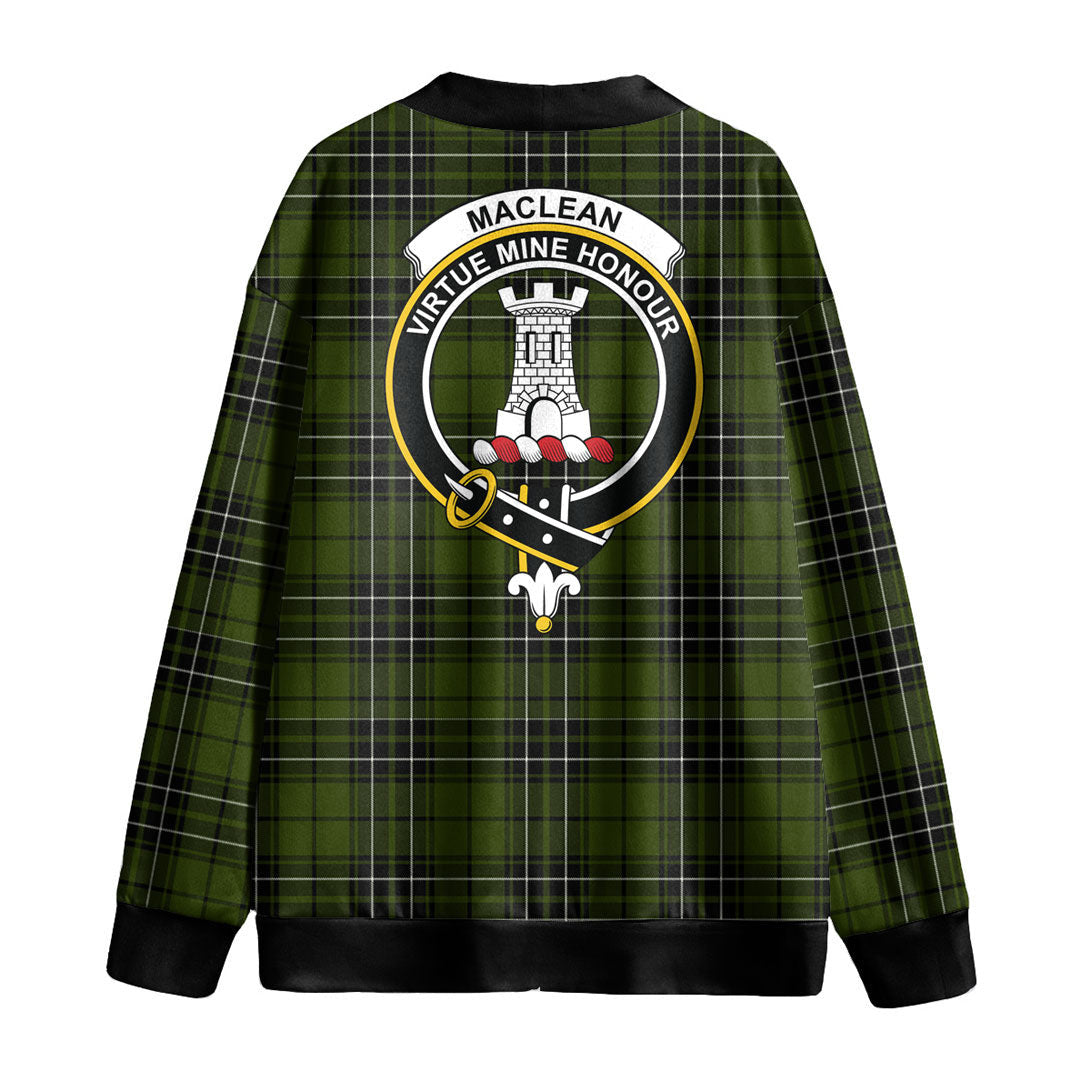 MacLean Hunting Tartan Crest Knitted Fleece Cardigan