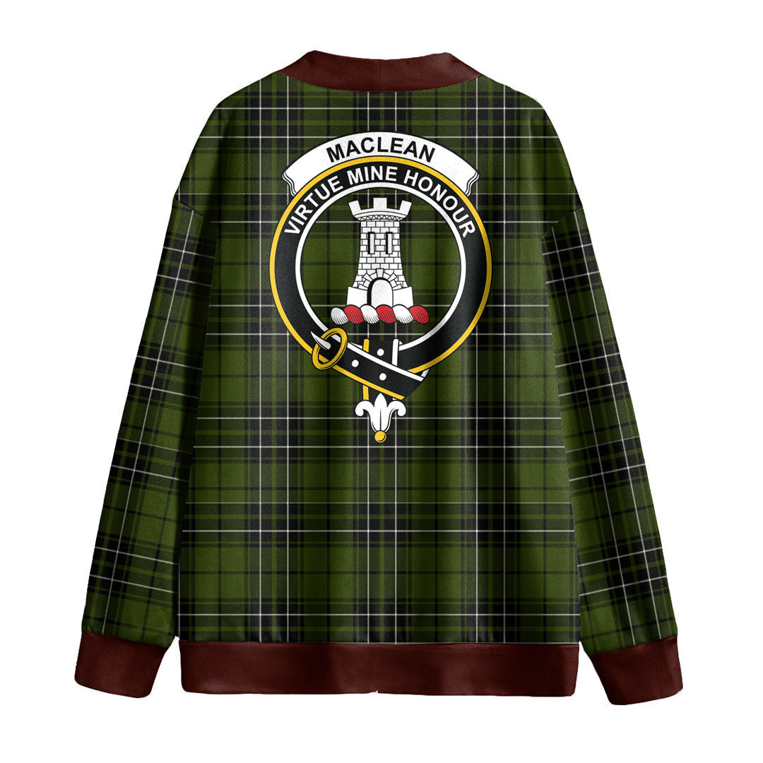 MacLean Hunting Tartan Crest Knitted Fleece Cardigan