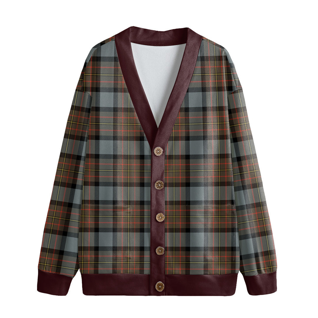 MacLaren Weathered Tartan Plaid Knitted Fleece Cardigan