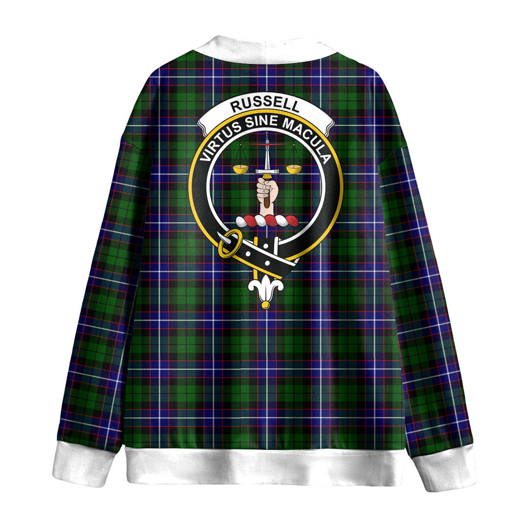 Russell Modern Tartan Crest Knitted Fleece Cardigan