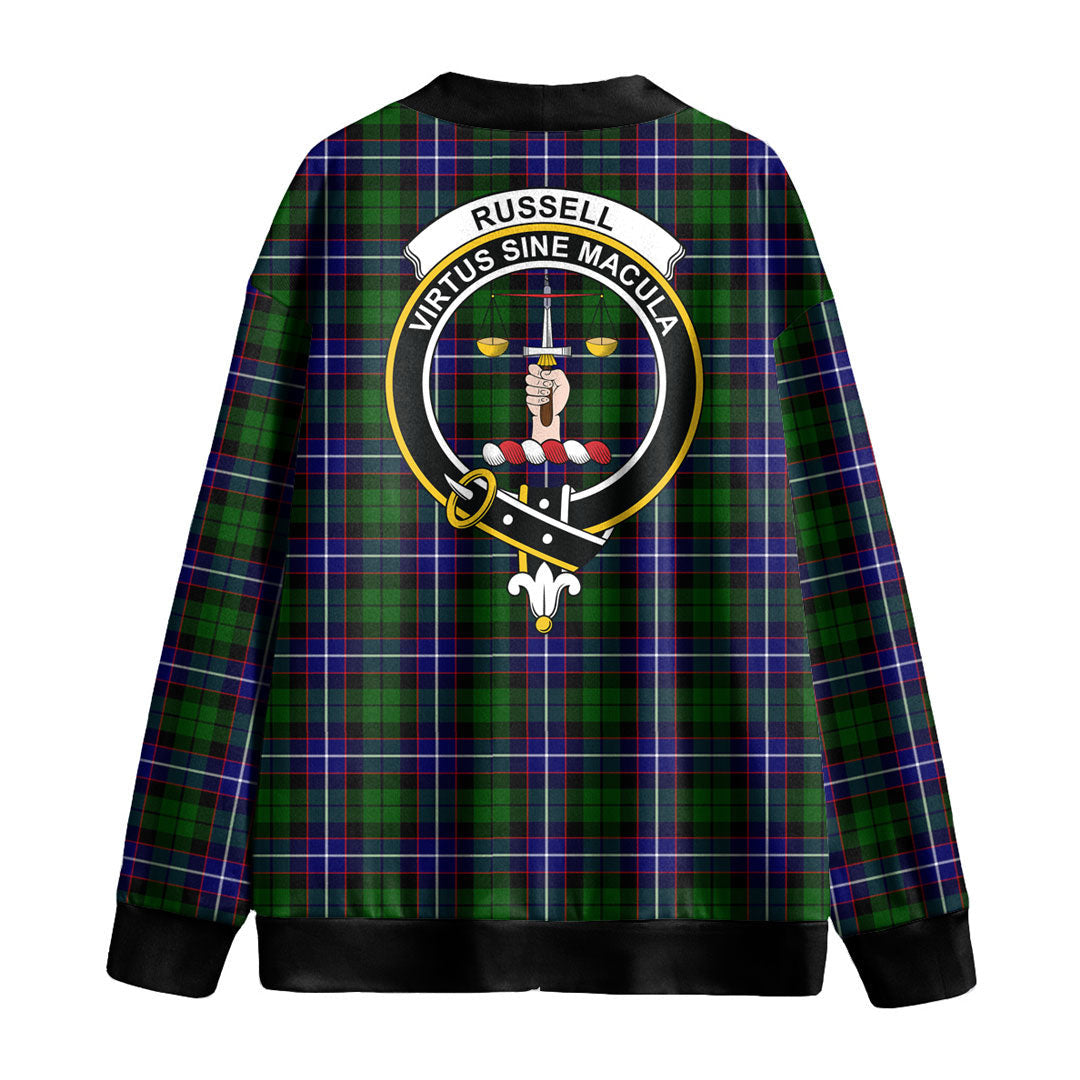 Russell Modern Tartan Crest Knitted Fleece Cardigan