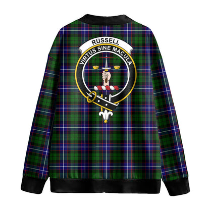 Russell Modern Tartan Crest Knitted Fleece Cardigan