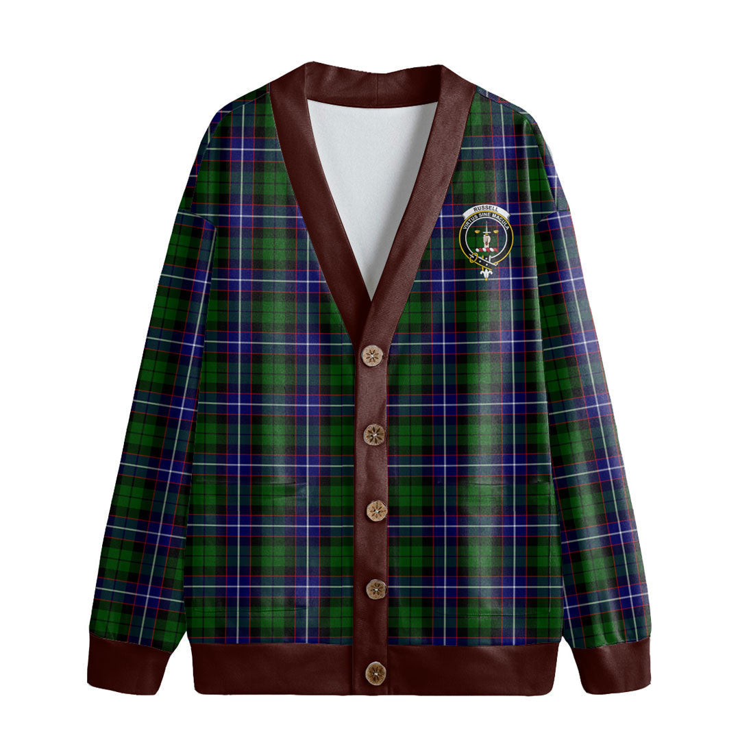 Russell Modern Tartan Crest Knitted Fleece Cardigan