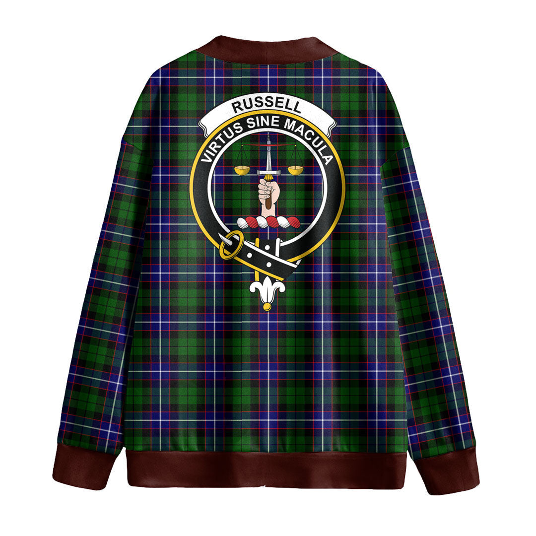 Russell Modern Tartan Crest Knitted Fleece Cardigan