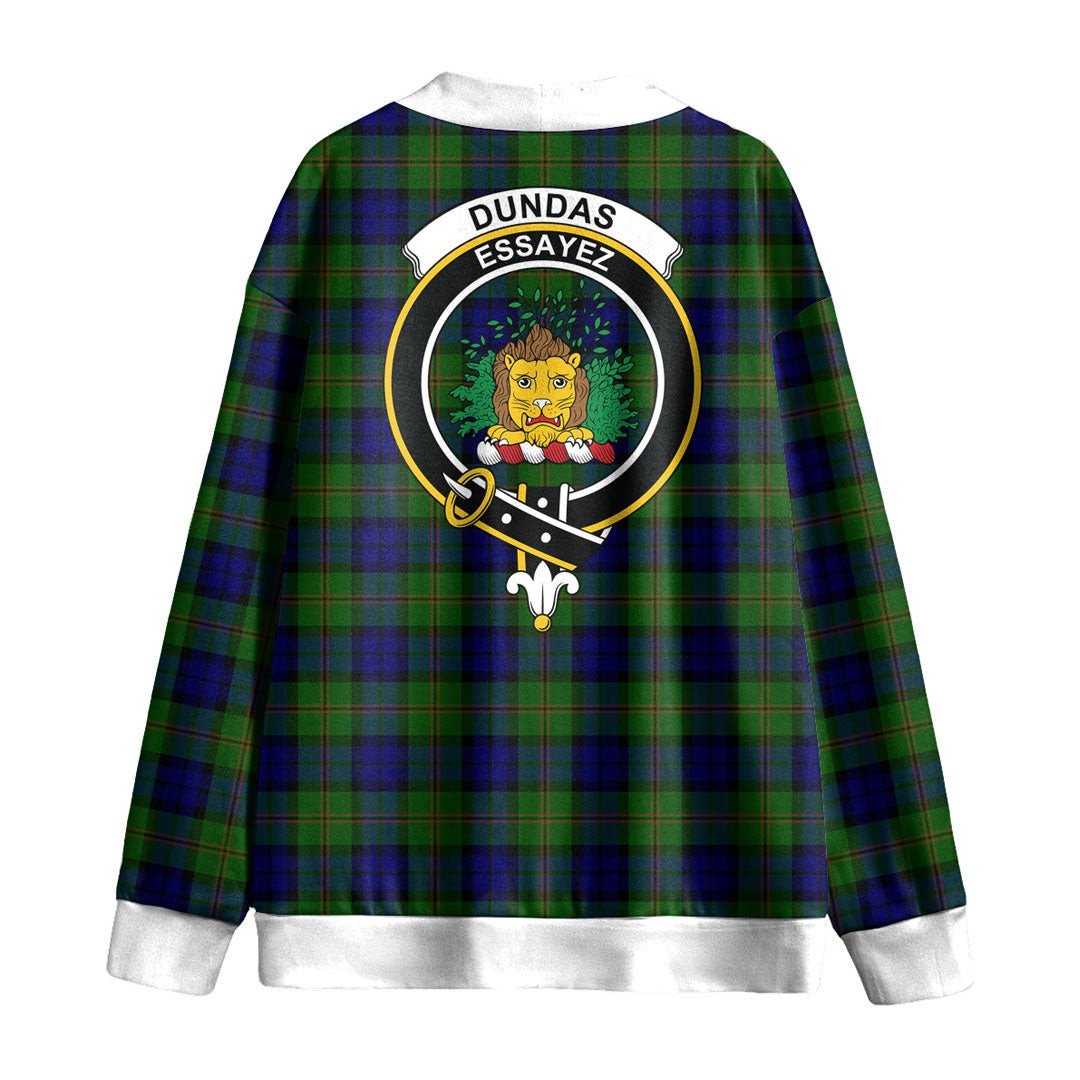 Dundas Modern Tartan Crest Knitted Fleece Cardigan