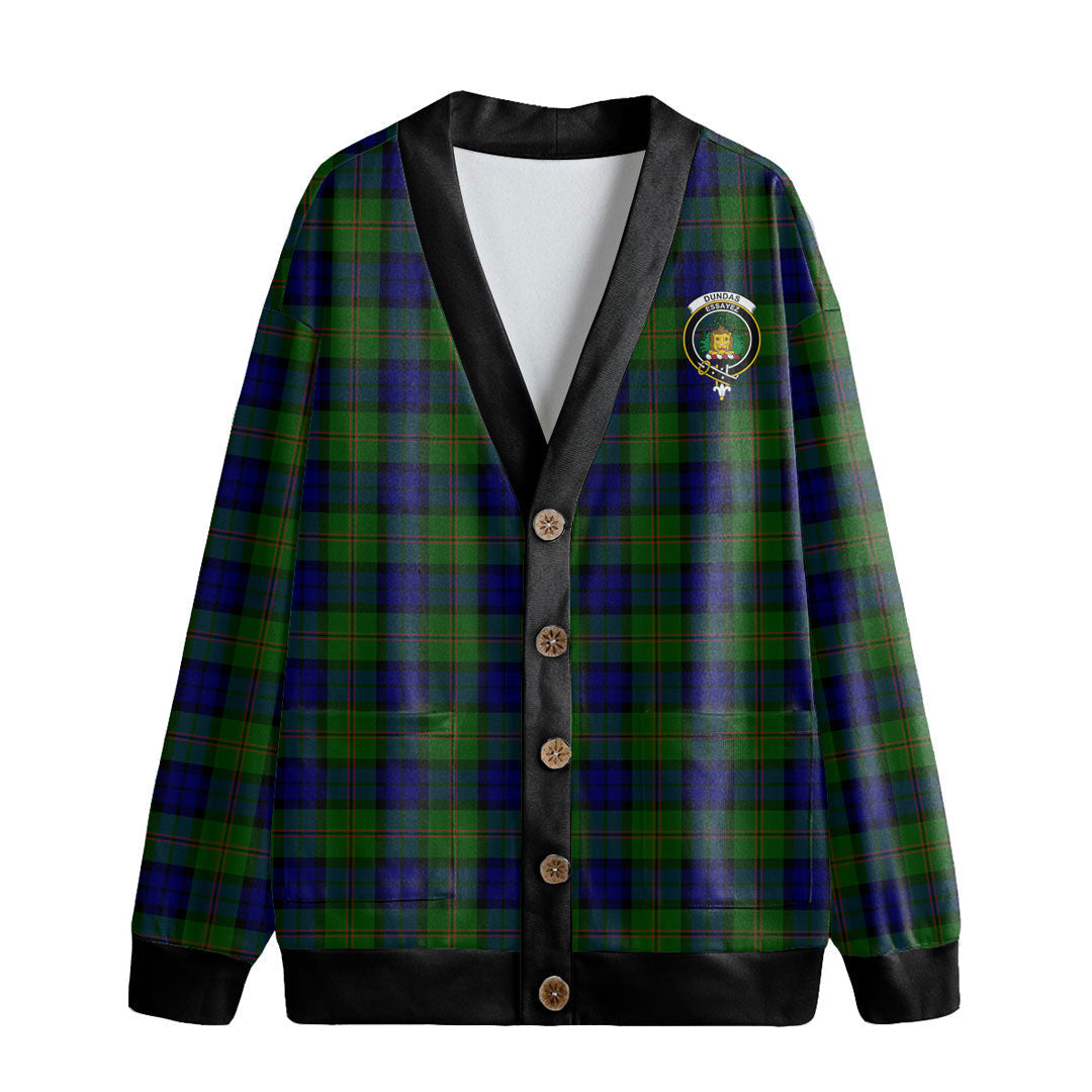 Dundas Modern Tartan Crest Knitted Fleece Cardigan