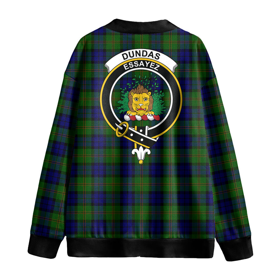 Dundas Modern Tartan Crest Knitted Fleece Cardigan