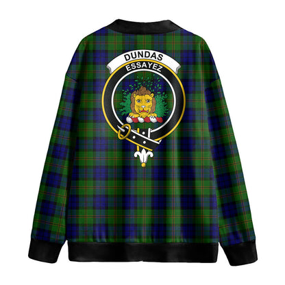 Dundas Modern Tartan Crest Knitted Fleece Cardigan