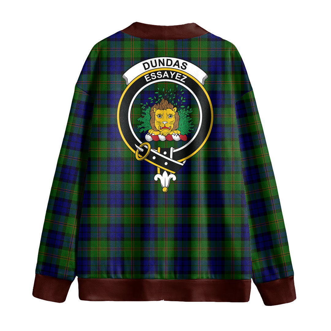 Dundas Modern Tartan Crest Knitted Fleece Cardigan