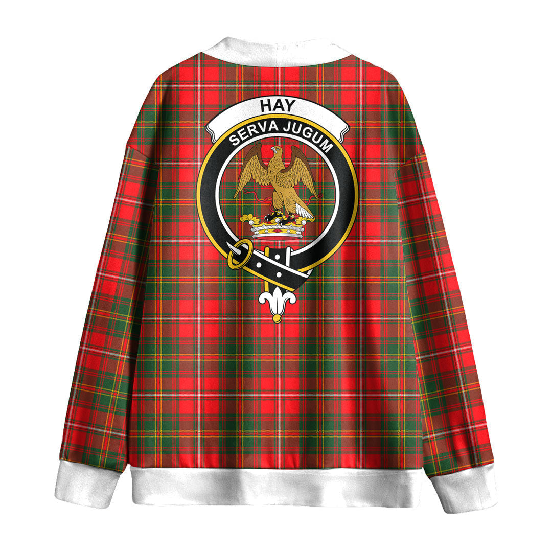 Hay Modern Tartan Crest Knitted Fleece Cardigan